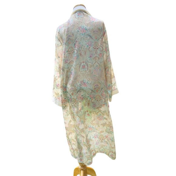 Vintage Victoria's Secret Satin Sheer Robe With Paisley Design Multicolor Size M - Picture 2 of 8